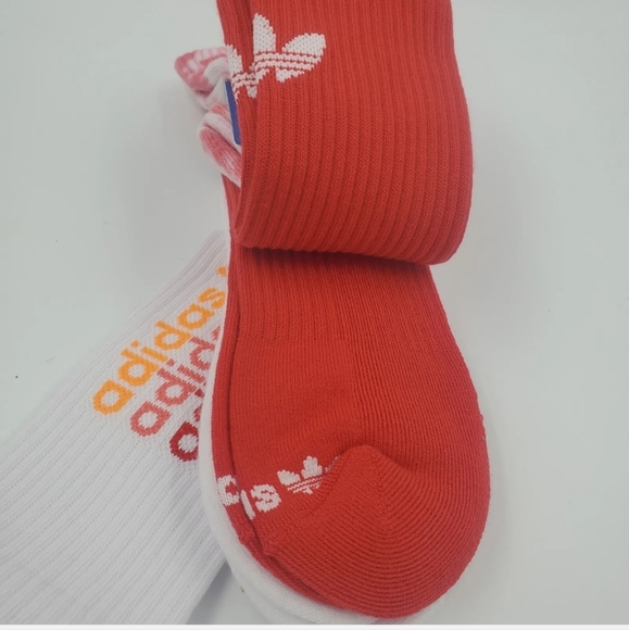 3 Pair Adidas Crew Socks, Men's Shoe Size 6-12, Red, White, Tie Dye - Picture 5 of 8